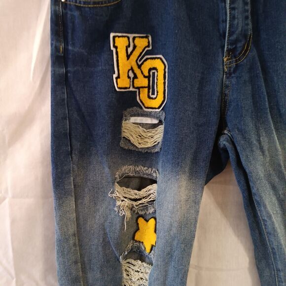 Unbranded Mens Size 38x30 Medium Wash Distressed Straight Leg Jeans - Picture 2 of 7